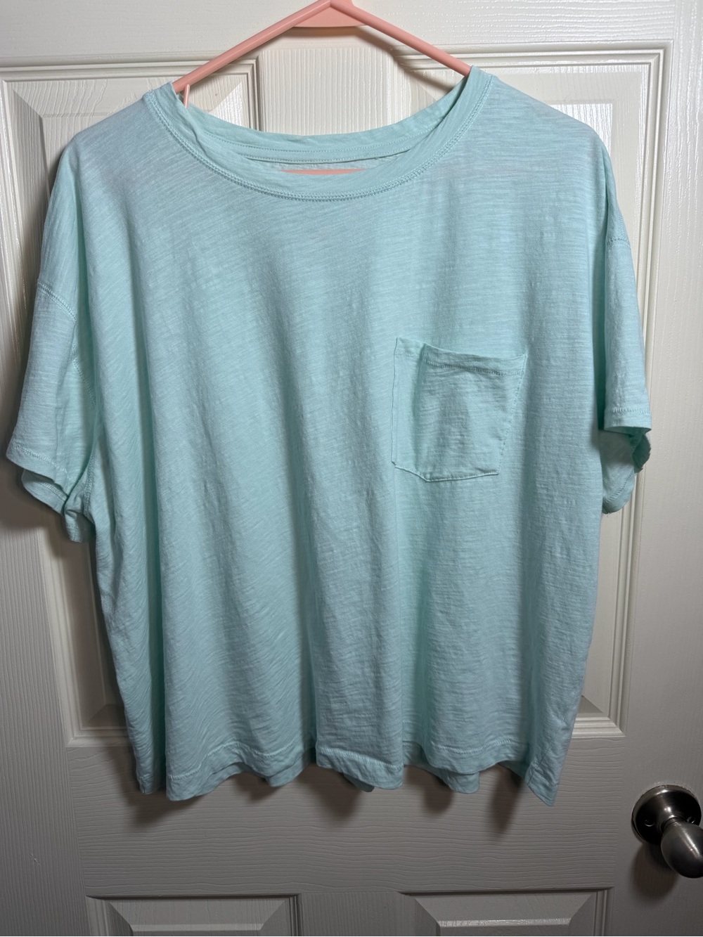 Women’s Sonoma Classic Cropped Pocket Tee - Light Aqua Blue, size XL
